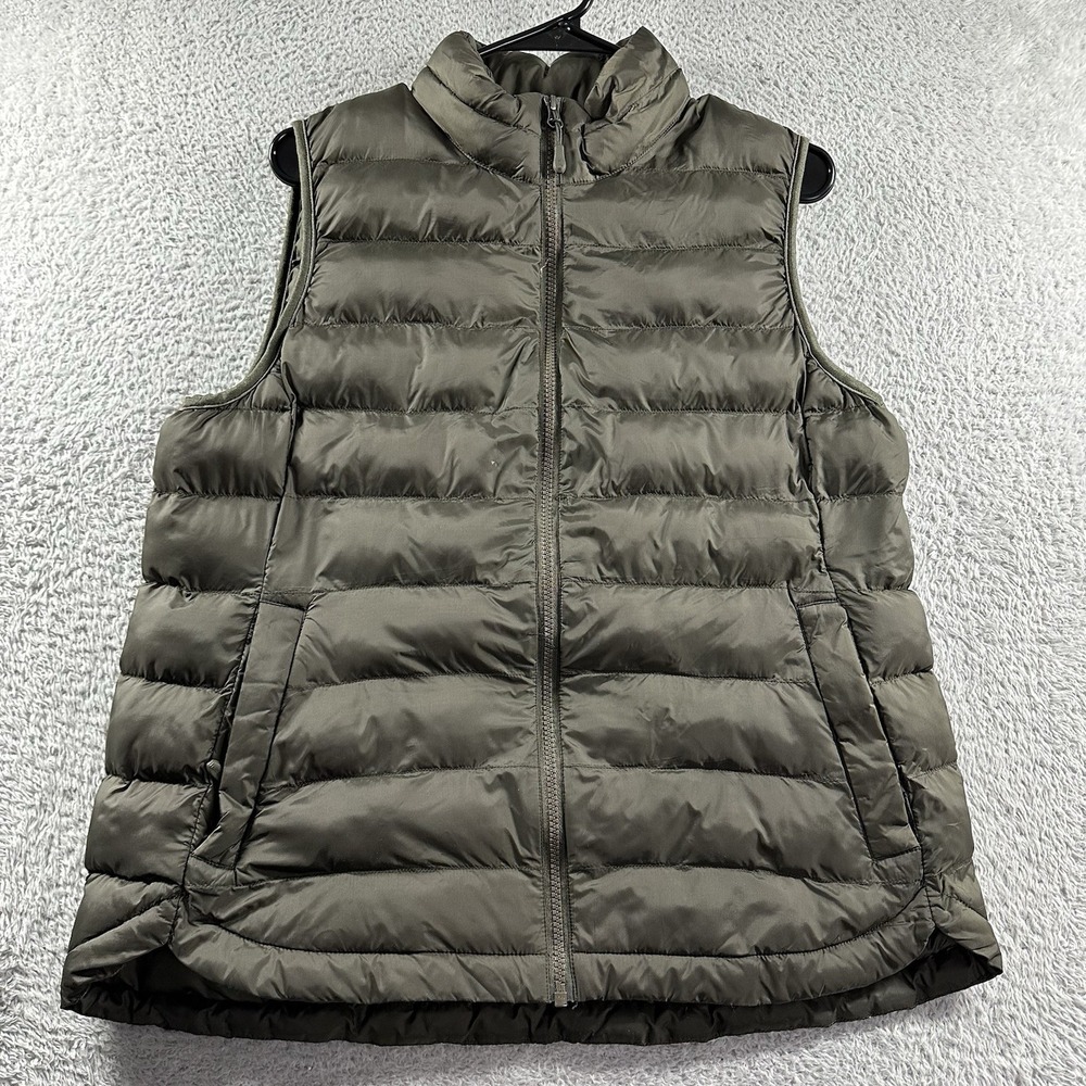 32 Degrees Bubble Puffer Vest Womens Large Gold Brown Full Zip Lightweight‎